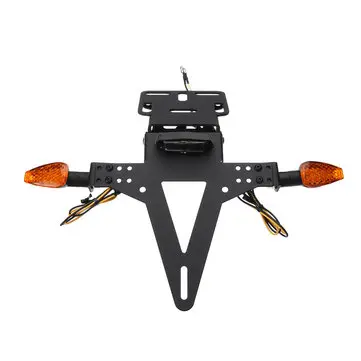 Justerbar nummerpladeholder til motorcykel + blinklys + bagbremse stoplys