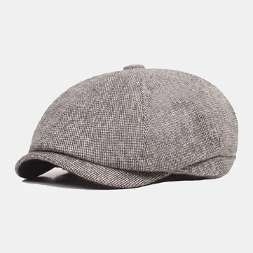 Herrehuer i Newsboys-stil, Britisk, Casual, Efterår, Vinter, Varm, Justerbar, 8-panel, Octagonal Hat Berets