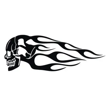 2 stk 13,5x5 tommer Universal Motorcykel Gas Tank Flames Skull Badge Decal Klistermærke