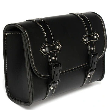 Motorcykelsaddel Læderpose Opbevaring Værktøjstaske Sort