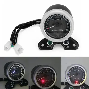 Gear Display USB-lader Hastighedsmåler Olie Gauge LED Signal Lys Motorcykel Multifunktion Retro Odome