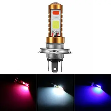 12/24V 15W 6500K Motorcykel H4 LED Høj Beam Lav Beam COB Forlygte 3 Farve Stoke Pære Scooter ATV