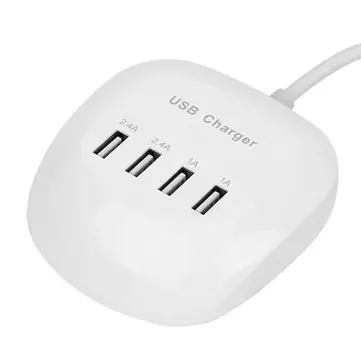 4-port USB-oplader 1A / 2.4A Hurtigopladerstation til hjemmet Rejse Vægstik US / EU-stik