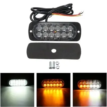 12V-24V 36W 12 LED Genopretning Strobe Grill Breakdown Flashing Light Advarselslampe Indikatorlampe