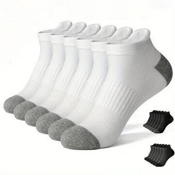 6 Par Bomulds Herresokker Behagelige Enfarvede Korte Sokker Sommer Cykling Åndbar Net Løbe Ankelsokker