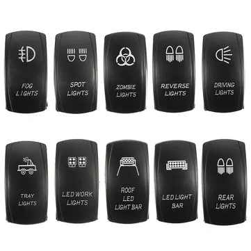 Bil Båd Marine Vandtæt Dual Rød 5 Pins LED-lys RV Laser Rocker On-Off Kørselsskifter