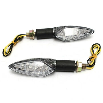 12V 15LED Motorcykel Blinklysindikator Blinklys Lygter Amber Fleksibelt Håndtag