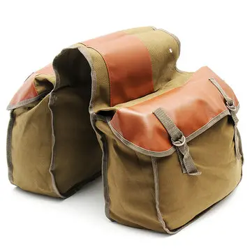 Motorcykelcykel Sidesaddeltaske Lærred Bagage Khaki Taske