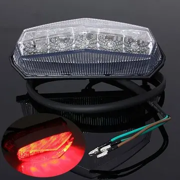 Motorcykel 10 LED-nummerplade Blinklys Bremselygter