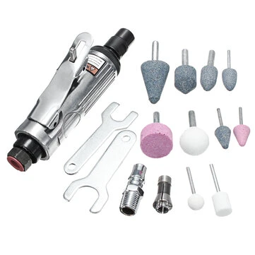 16개 1/4인치 자동차 공기 압축기 90psi 그라인더 회전식 공구 세트 돌과 케이스 포함