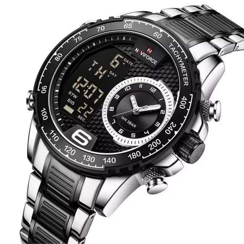 Naviforce Stainless steel Waterproof Men's Office Designer Watch - Silver, Black