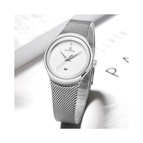 Naviforce Stainless Steel Analog Women's Designer Watch - Silver