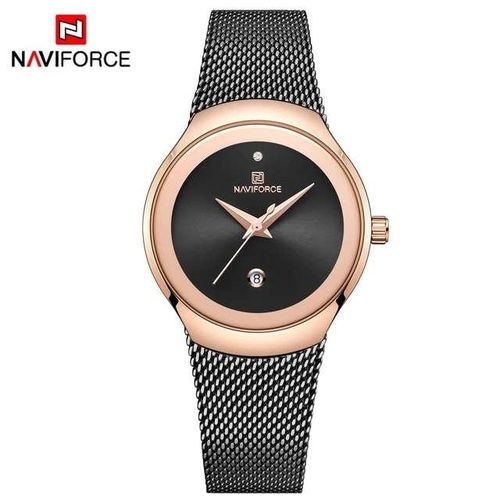 Naviforce Women's Classic Design Analog Watch - Black gold