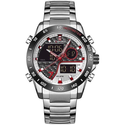 Naviforce Stainless steel Dual Classy Watch For Men - Silver