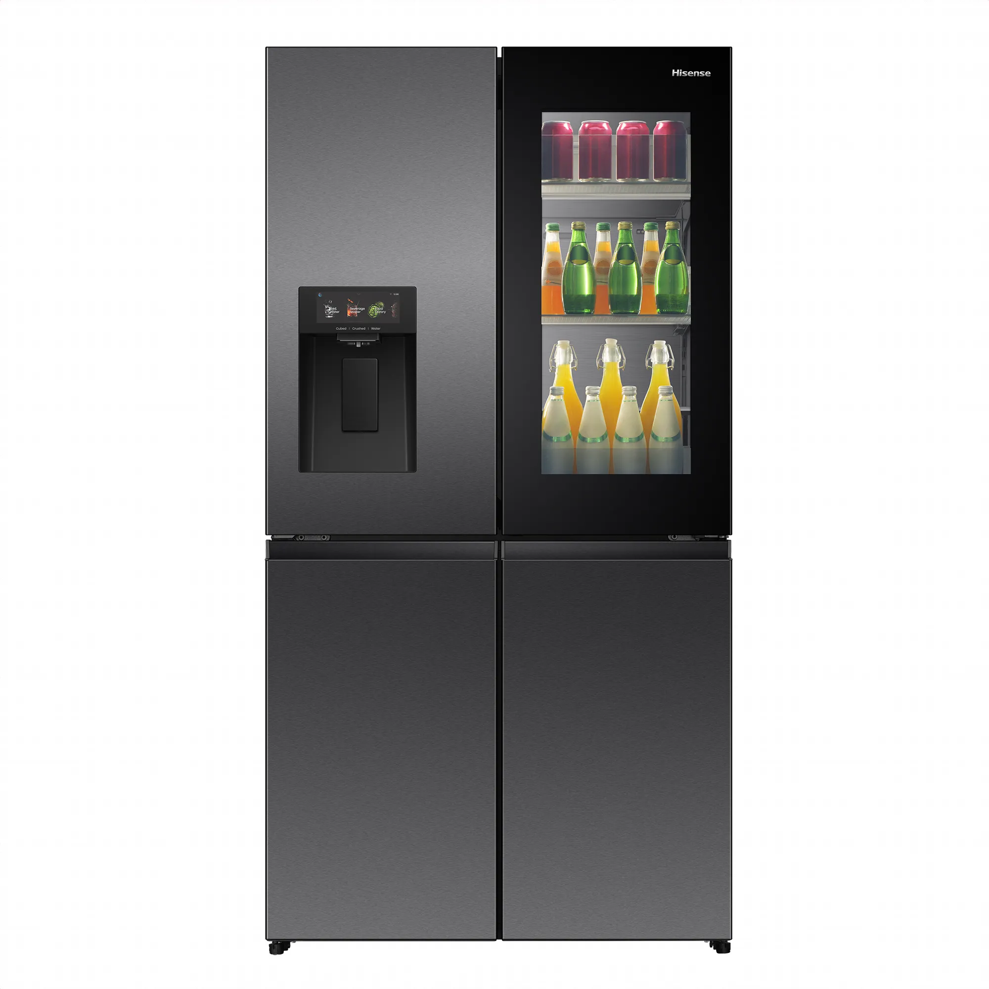 Hisense 780L PureView Fridge RQ-78WC4SA, Knock Twice- See Inside, (Net 615L) Ice & Water Dispenser, 4 Door French Door Fridge, Wifi Connectivity, Inverter Compressor, Total No Frost Refrigerator - Sil