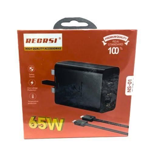Recrsi HOME CHARGER 65W NS-01 C With C to C Cable Black