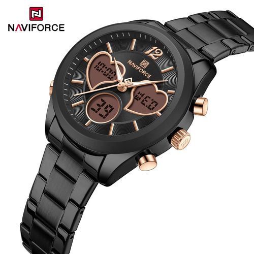 Naviforce Ladies Designer Digital and analog Watch- Black
