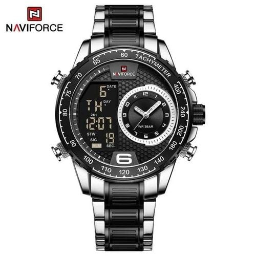 Naviforce Men's Office And Casual Designer Watch - Silver, Black