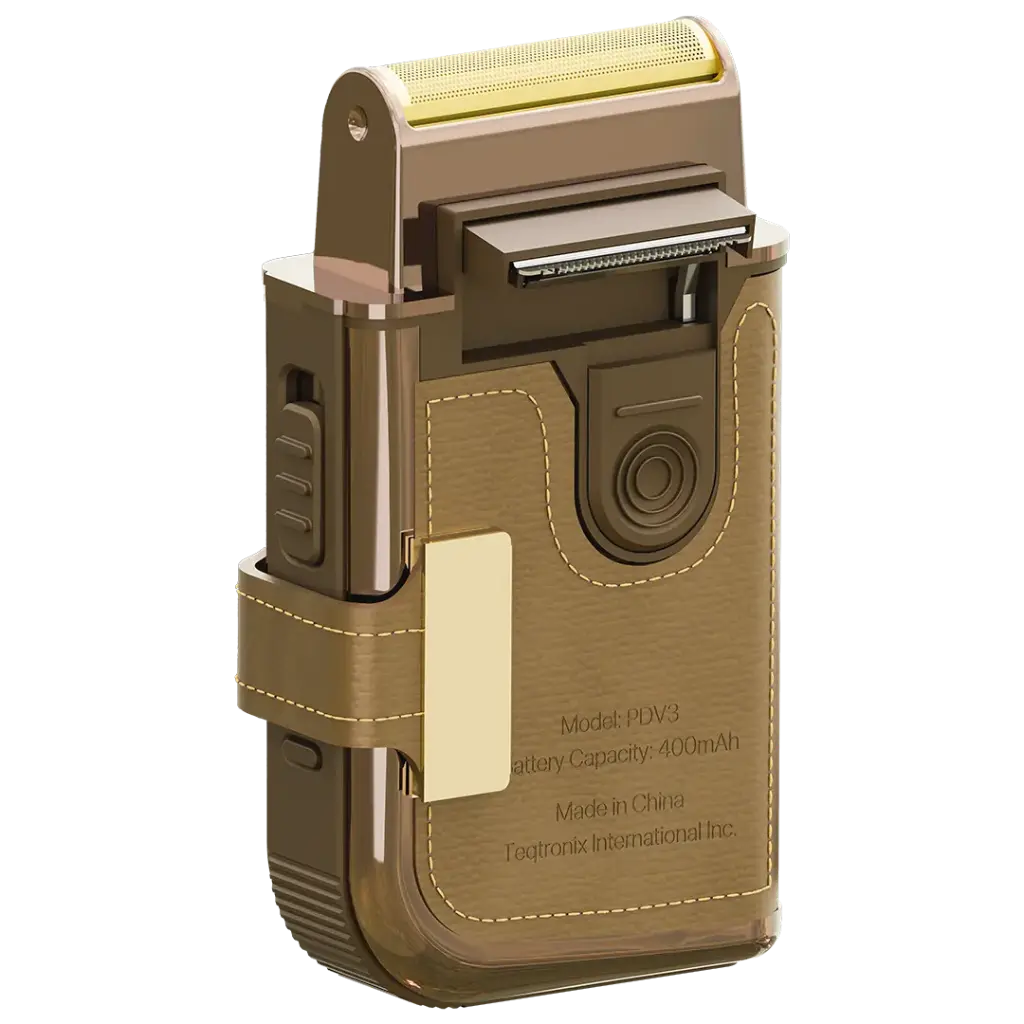 Porodo Clavis Multi-Functional Shaver Kit with Built-In Trimmer & Mirror, 180Pa Motor Power, 8500RPM Motor Power, 60 Minutes Working Time, 400mAh Battery Capacity, Brown