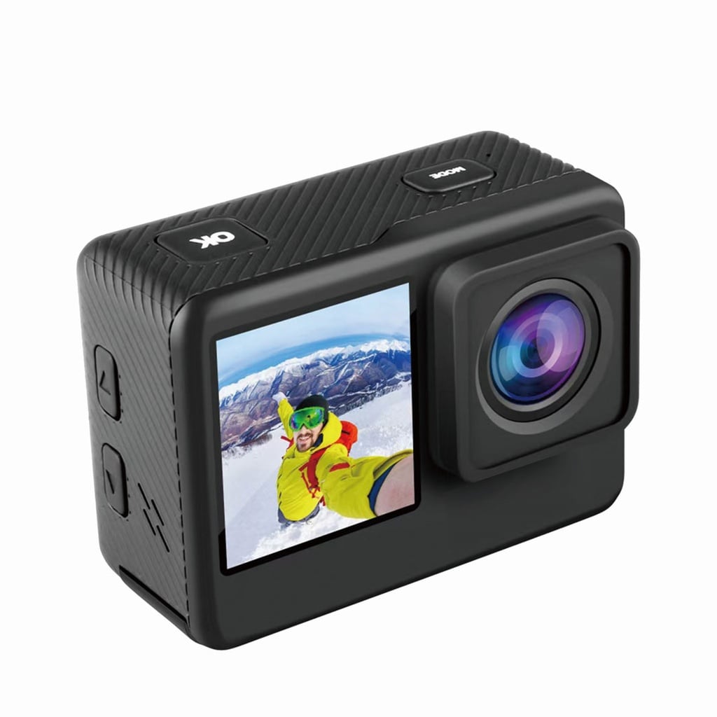 Porodo Lifestyle Waterproof Action Camera 900mAh, Waterproof Case Included, Multiple Shooting Modes, Dual Screen Display, 16MP HD Photos, Video/30fps Capture  PD-4KACAM - Black