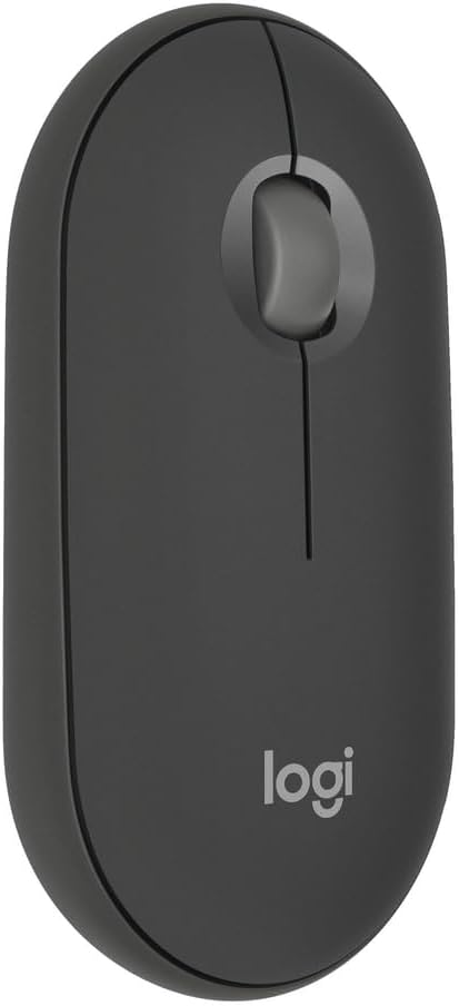 Logitech Pebble Mouse 2 M350s Slim Bluetooth Wireless Mouse, Portable, Customisable Button, Quiet Clicks, 4K DPI, 24-month battery, Easy-Switch for Windows, macOS, iPadOS, Android, Chrome OS -Graphite