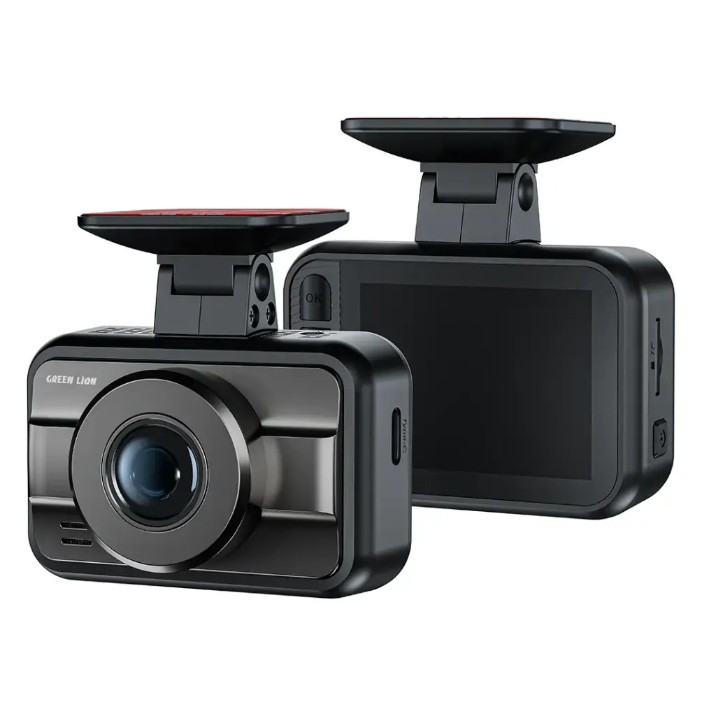 GREEN LION GC-700 Dash Cam with Super Night Vision, GPS, G-Sensor, Wi-Fi Control, 2.0" IPS HD Display, 145° Wide-Angle Lens, Rear Camera, 24/7 Parking Monitoring - Black