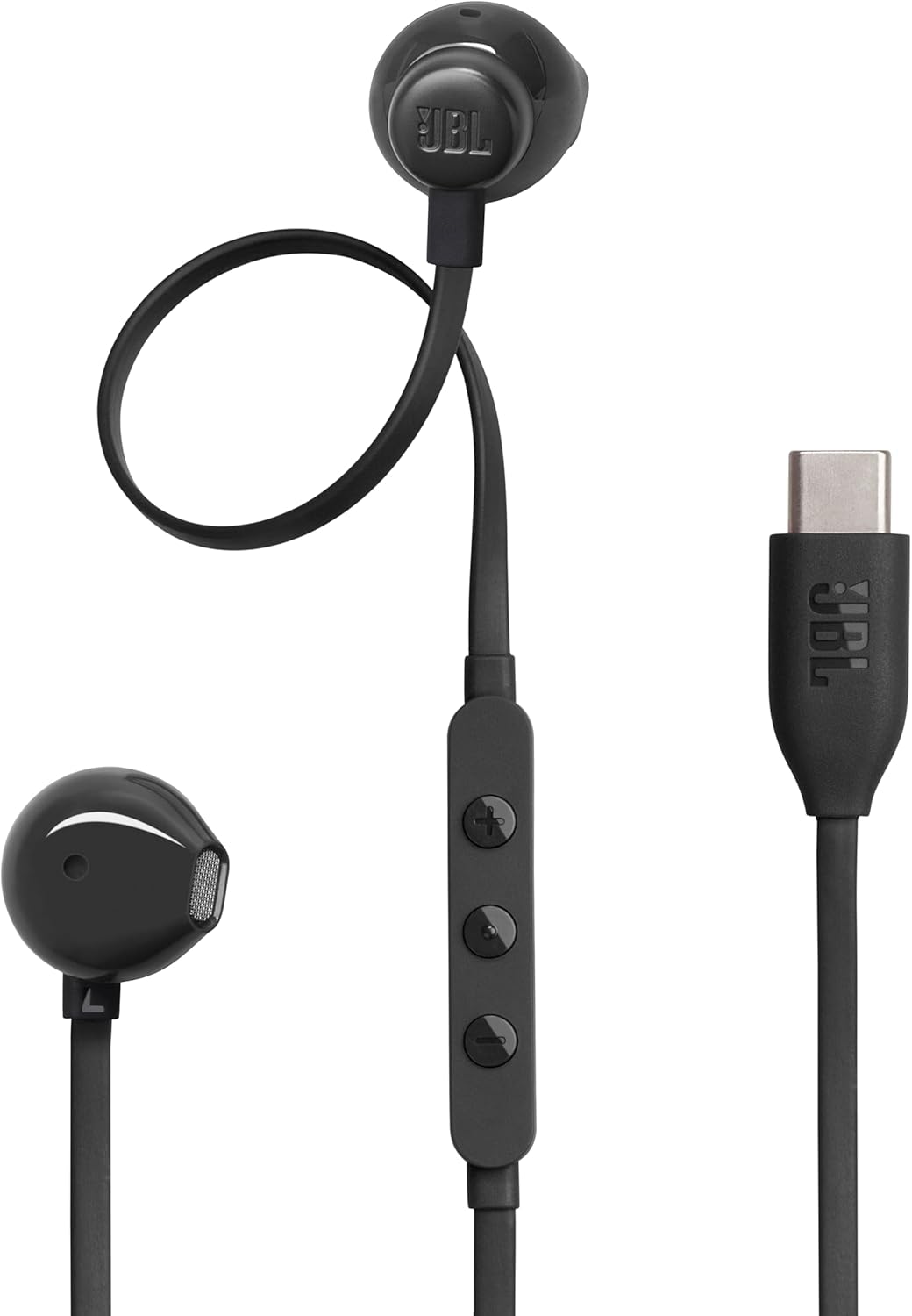 JBL Tune 305 C Hi-Res Wired Earbuds with Microphone, Flat Tangle-Free Cable, 3-Button Remote, EQ Presets Control and Volume Adjustment, Black