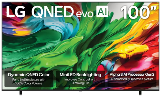 100 Inch Class LG QNED evo AI QNED85A Mini LED 4K Smart TV 2025